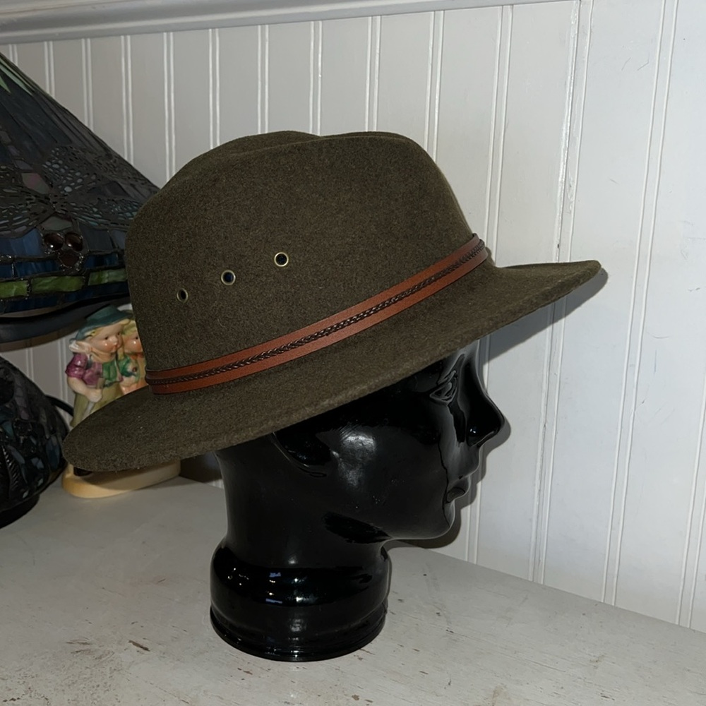 Pendleton Forest Green Hat With Tan Leather Band - image 3